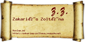 Zakariás Zoltána névjegykártya